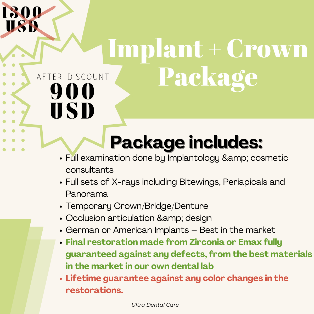 Implant + Crown Package(for one tooth)