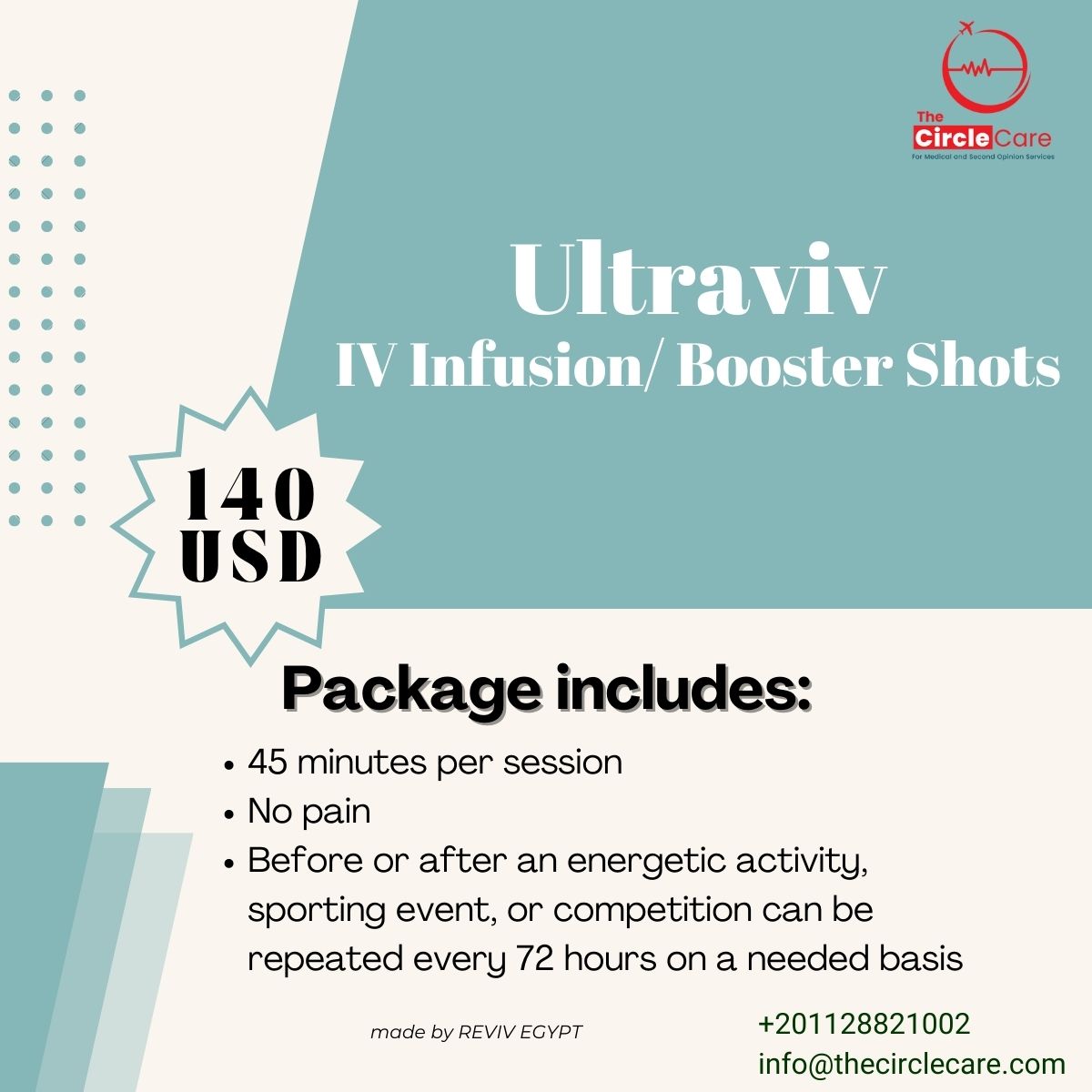 Ultraviv: - It is for recovery. It is written for cases recovering from diseases, body pain, general fatigue, and current symptoms that start from nausea, through headaches, and others.